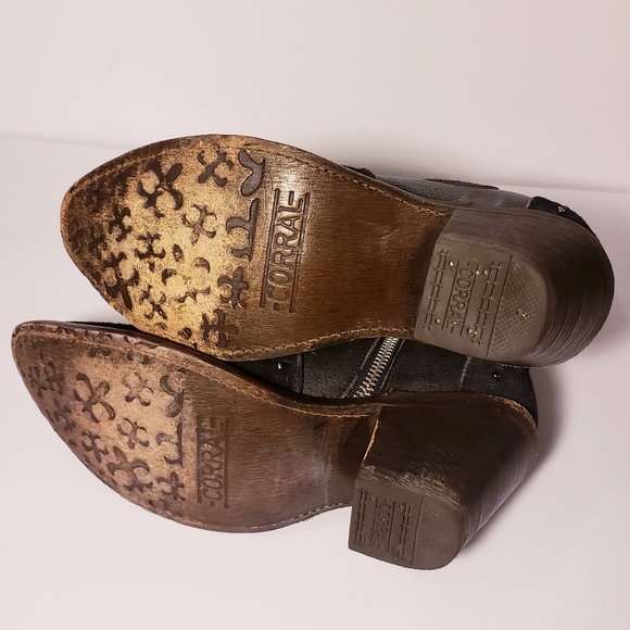 Corral Black Suede & Leather Studded Booties - Picture 8 of 10